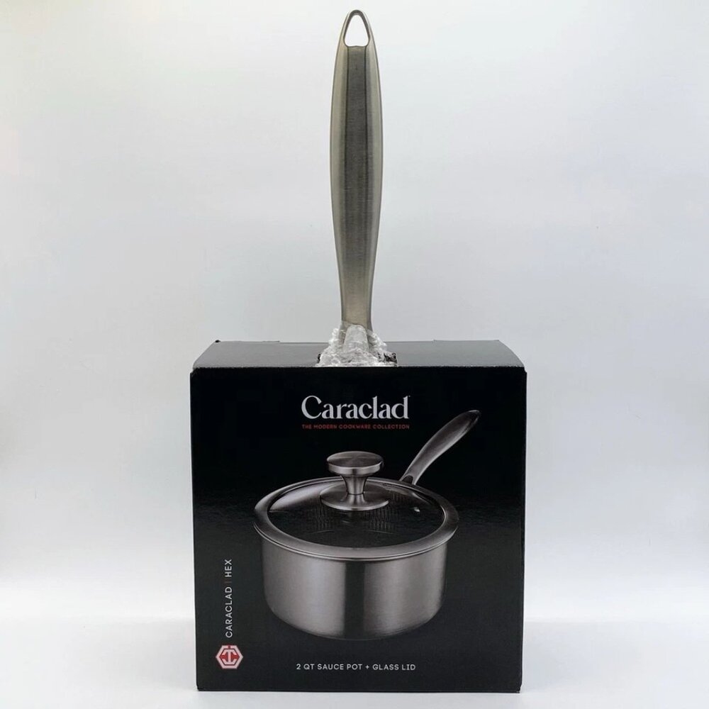 Caraclad HEX 2 Quart Sauce Pot with Glass Lid